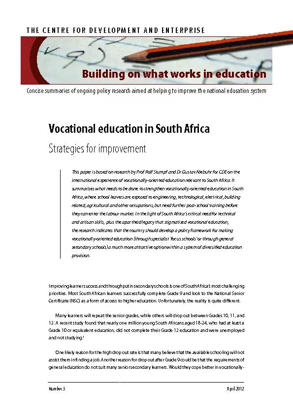 Building on what works in educationTHE CENRE FOR DEVELOPMENConcise sum