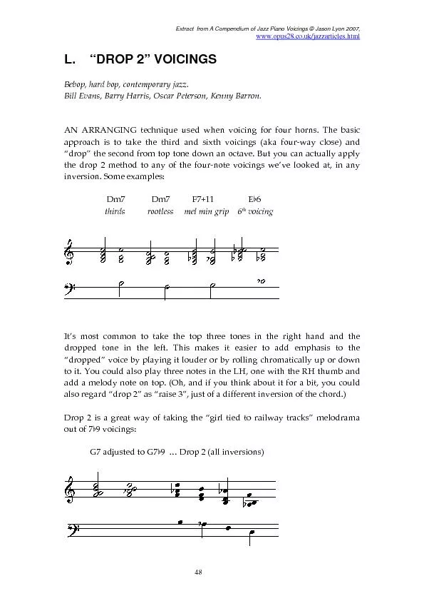 Extract  from A Compendium of Jazz Piano Voicings 