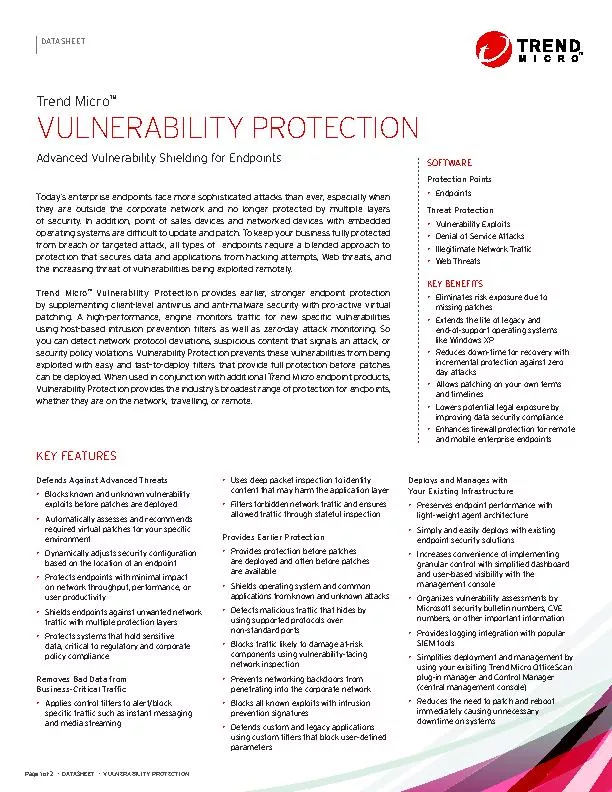 Page 1 of 2  •  DATASHEET  VULNERABILITY PROTECTION