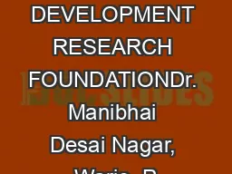 BAIF DEVELOPMENT RESEARCH FOUNDATIONDr. Manibhai Desai Nagar, Warje, P