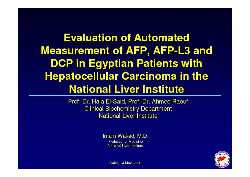Evaluation of Automated Measurement of AFP, AFP-L3 and DCP in Egyptian