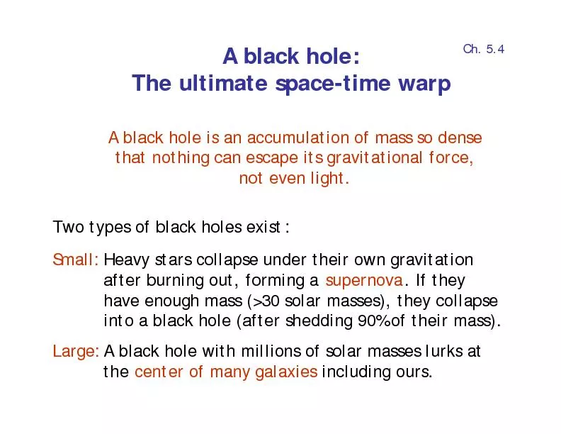 Two types of black holes exist: