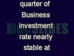 January  Third quarter of  Business investment rate nearly stable at