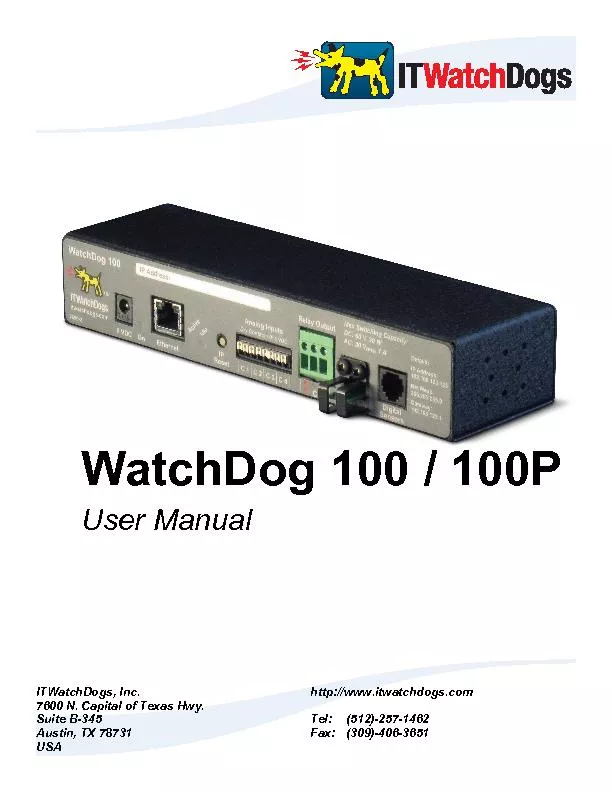WatchDog 100 / 100PUser Manual