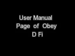 User Manual  Page  of  Obey D Fi