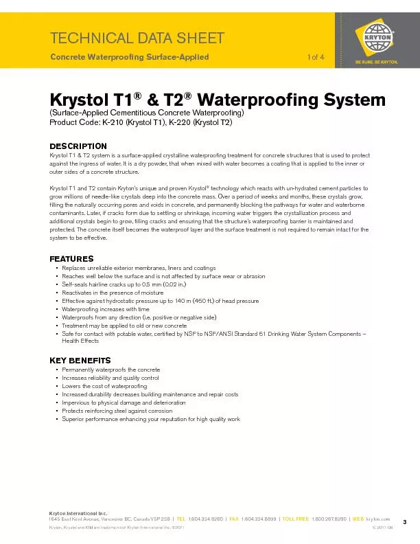 TECHNICAL DATA SHEET Waterproo�ng System
