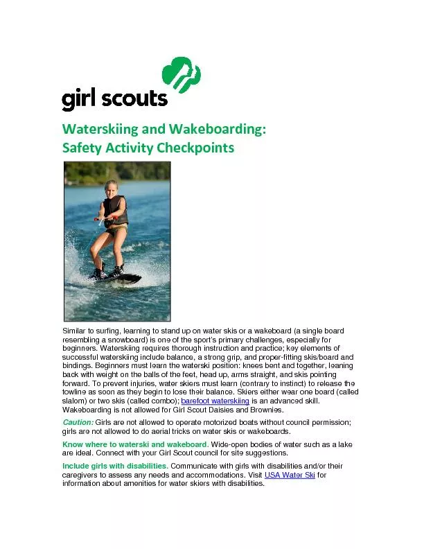 Waterskiing and Wakeboarding: Safety Activity CheckpointsSimilar to su