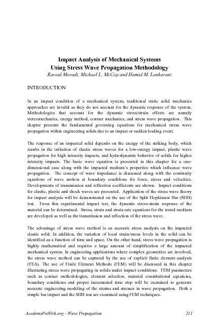 Impact Analysis of Mechanical Systems Using Stress Wave Propagation Me