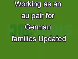Working as an au pair for German families Updated