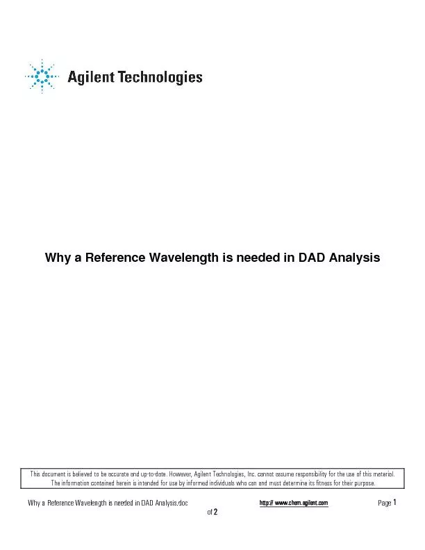 Why a Reference Wavelength is needed in DAD Analysis