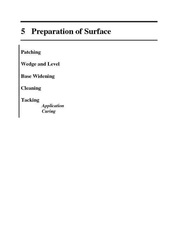 CHAPTER FIVE: PREPARATION OF SURFACE