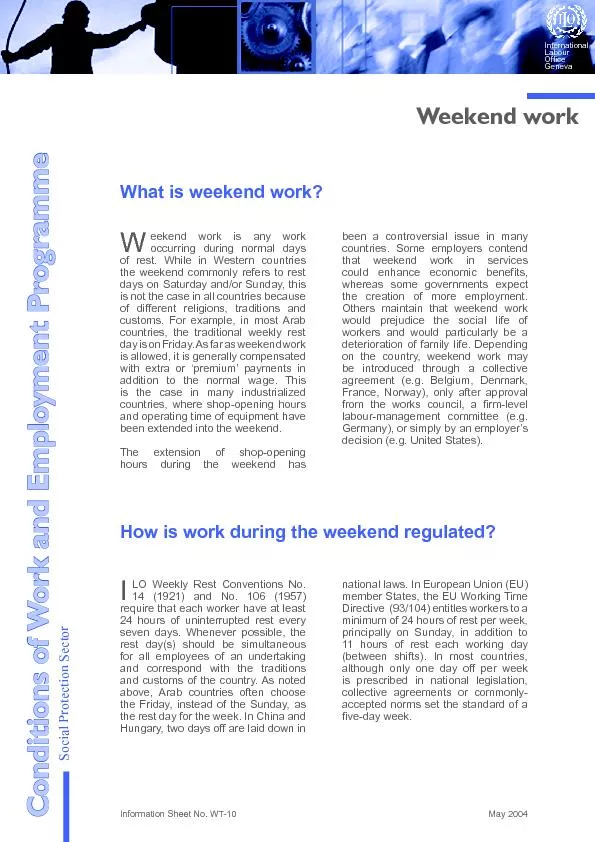 Conditions of Work and Employment ProgrammeWeekend work