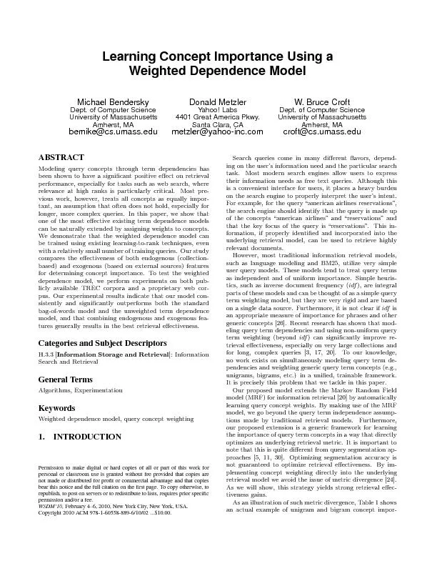 LearningConceptImportanceUsingaWeightedDependenceModelMichaelBendersky