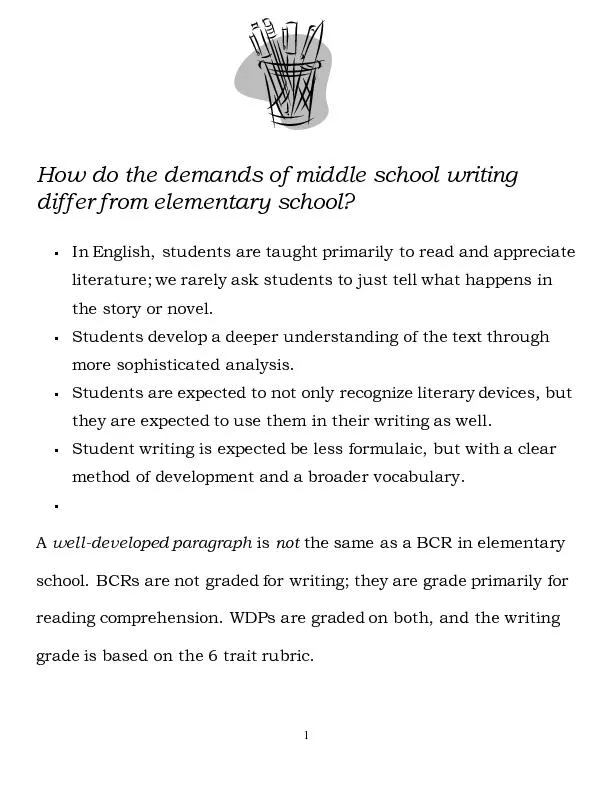 How do the demands of middle school writing