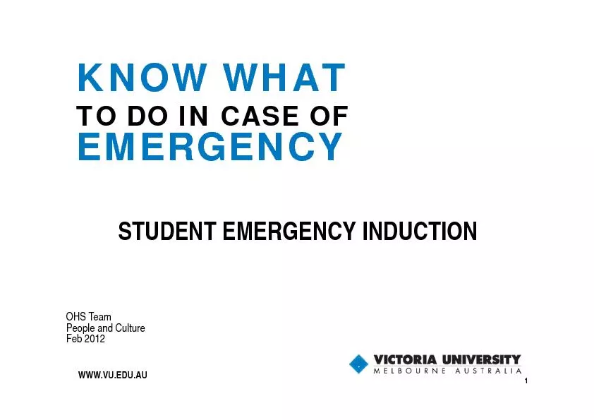 STUDENT EMERGENCY INDUCTIONOHS TeamPeople and Culture