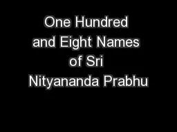 One Hundred and Eight Names of Sri Nityananda Prabhu