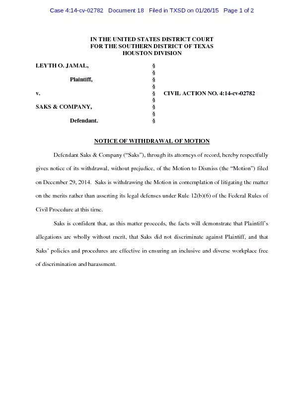 Case 4:14-cv-02782   Document 18   Filed in TXSD on 01/26/15   Page 2