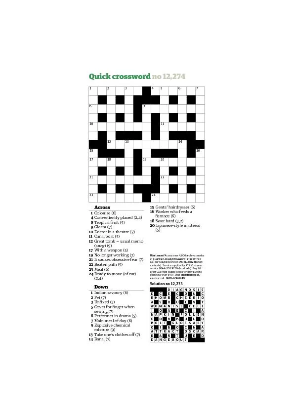 Quick crossword no 12,274