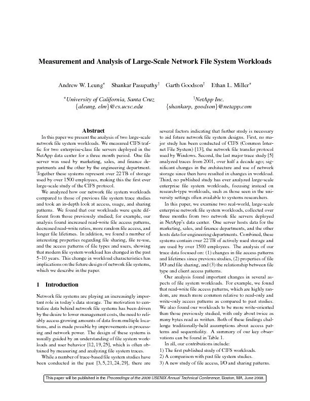 MeasurementandAnalysisofLarge-ScaleNetworkFileSystemWorkloadsAndrewW.L