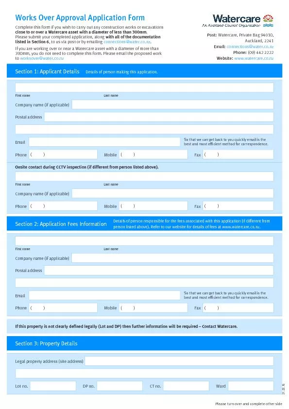 Works Over Approval Application Form