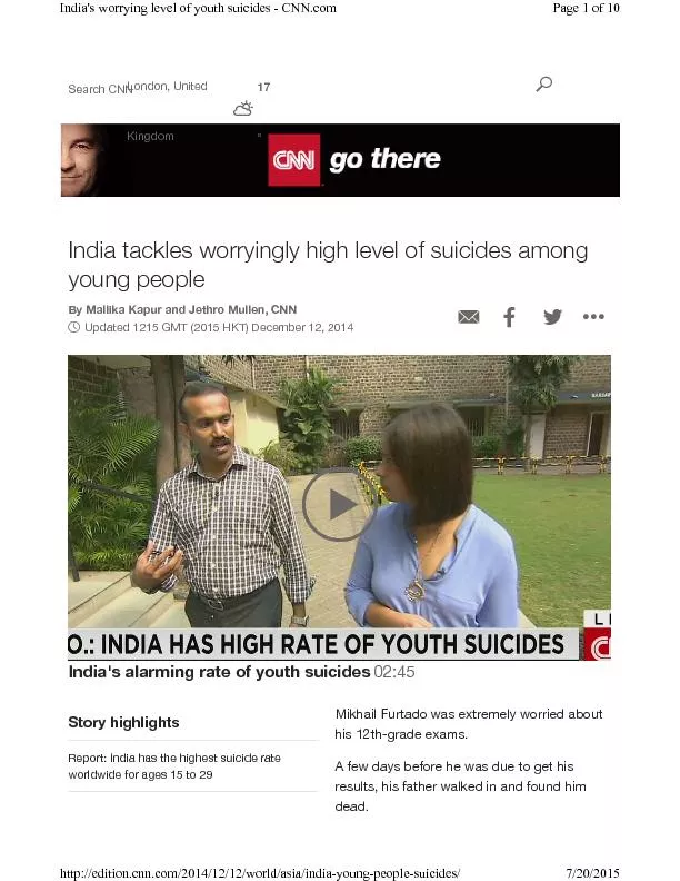 India tackles worryingly high level of suicides among young people
...