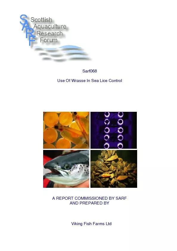 Published by the: Scottish Aquaculture Research Forum (SARF) This repo