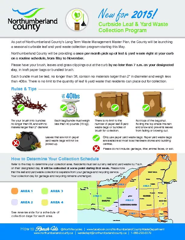 As part of Northumberland County’s Long Term Waste Management M