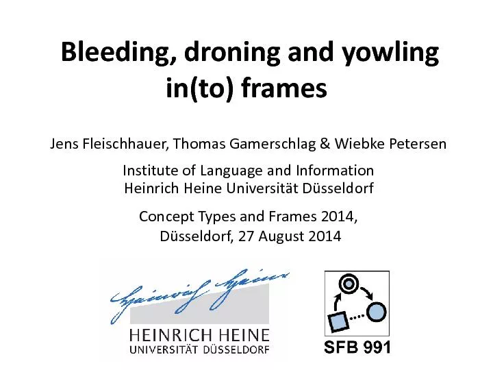 Bleeding, droning and yowlingin(to) framesJens Fleischhauer, Thomas Ga