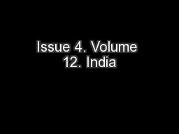 Issue 4. Volume 12. India