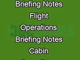 Cabin Operations Cabin Decompression Awareness Flight Operations Briefing Notes Flight