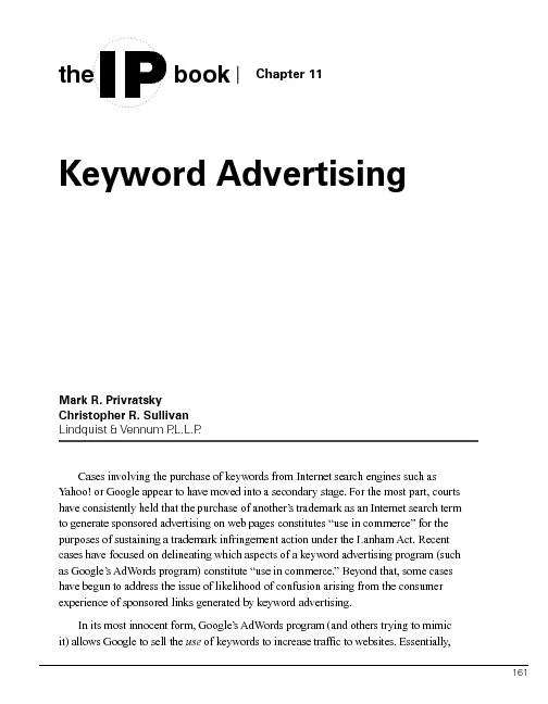 Cases involving the purchase of keywords from Internet search engines