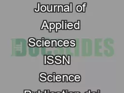 American Journal of Applied Sciences      ISSN   Science Publication doi