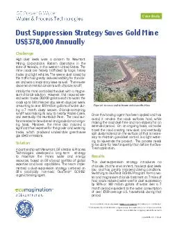 Dust Suppression Strategy Saves Gold Mine