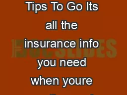 Insurance Tips To Go Its all the insurance info you need when youre on the road