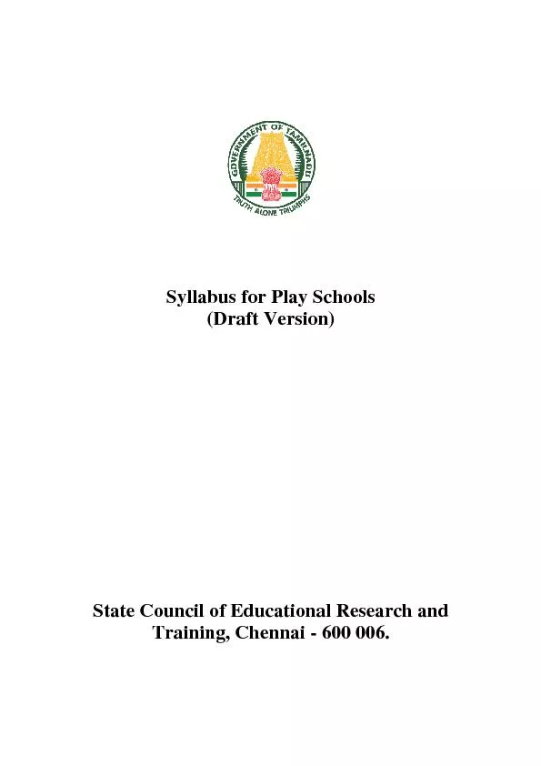 Syllabus for Play Schools