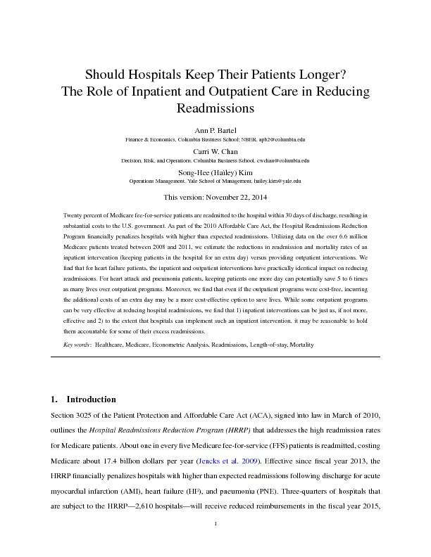 ShouldHospitalsKeepTheirPatientsLonger?TheRoleofInpatientandOutpatient