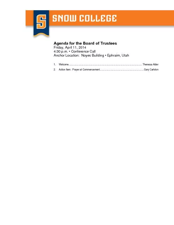 Agenda for the Board of Trustees