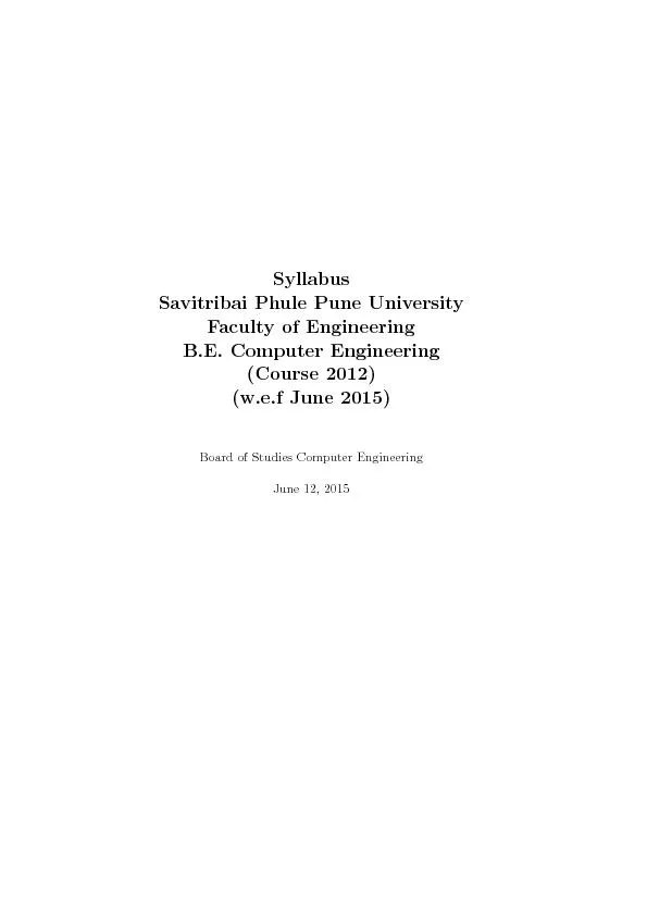 SyllabusSavitribaiPhulePuneUniversityFacultyofEngineeringB.E.ComputerE