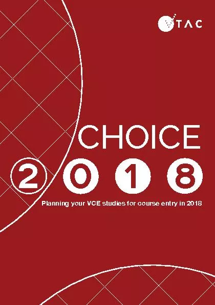 810CHOICEPlanning your VCE studies for course entry in 2018