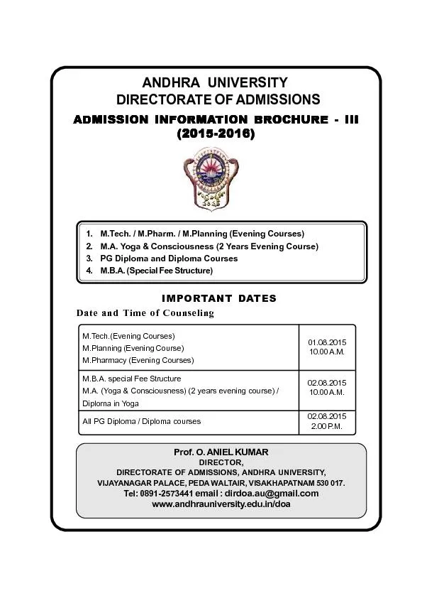 ANDHRAUNIVERSITYDIRECTORATE OF ADMISSIONS