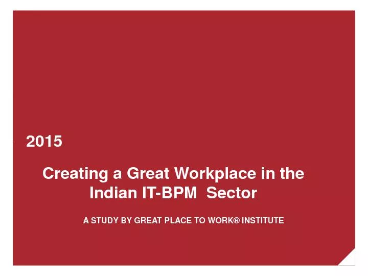 Creating a Great Workplace in the