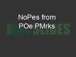 NoPes from POe PMrks & RecreMPion GepMrPmenP…