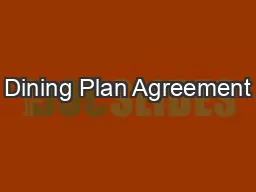 Dining Plan Agreement