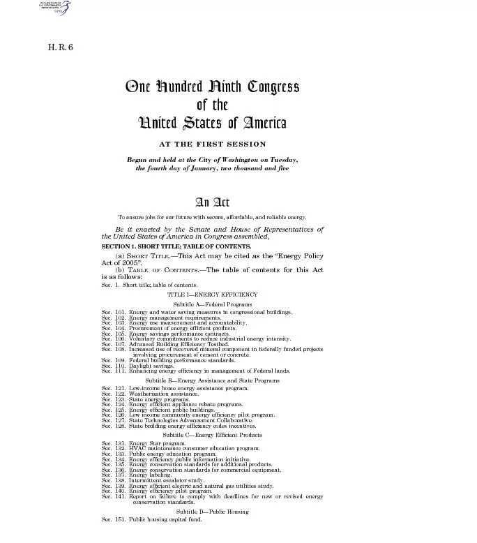H.R.6ATTHEFIRSTSESSION ABLEOFSec.1.Short title; table of contents. Sec