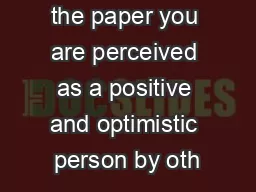 the paper you are perceived as a positive and optimistic person by oth