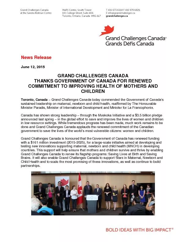 GRAND CHALLENGES CANADA