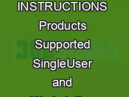 STATISTICA  MSI SILENT INSTALLER INSTALLATION INSTRUCTIONS Products Supported SingleUser