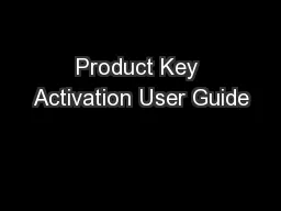 Product Key Activation User Guide
