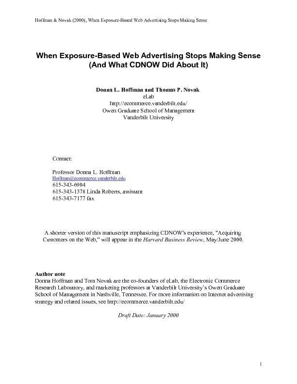 Hoffman & Novak (2000), When Exposure-Based Web Advertising Stops Maki