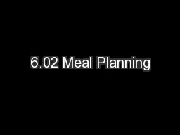 6.02 Meal Planning